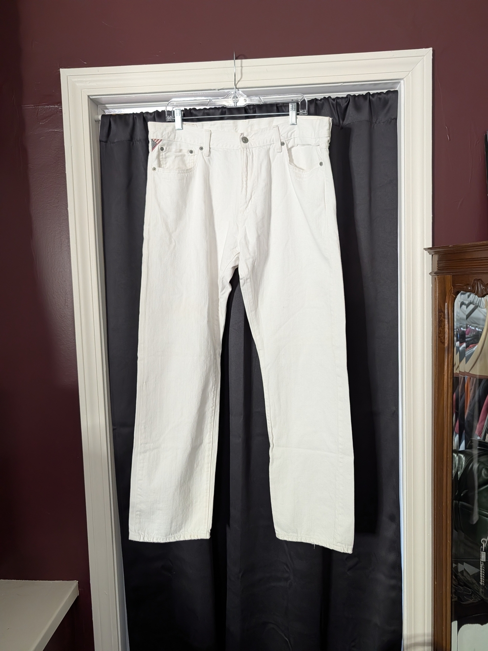 RALPH LAUREN White American Flag Denim & Supply Cotton Straight Jeans Mens 36